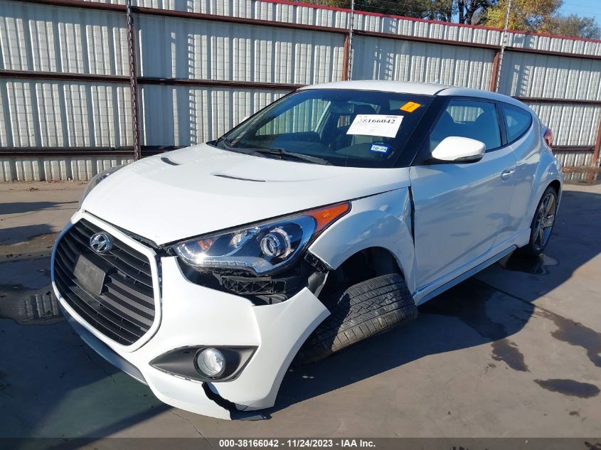 2013 HYUNDAI VELOSTER TURBO W/BLUE INT - KMHTC6AE2DU105442