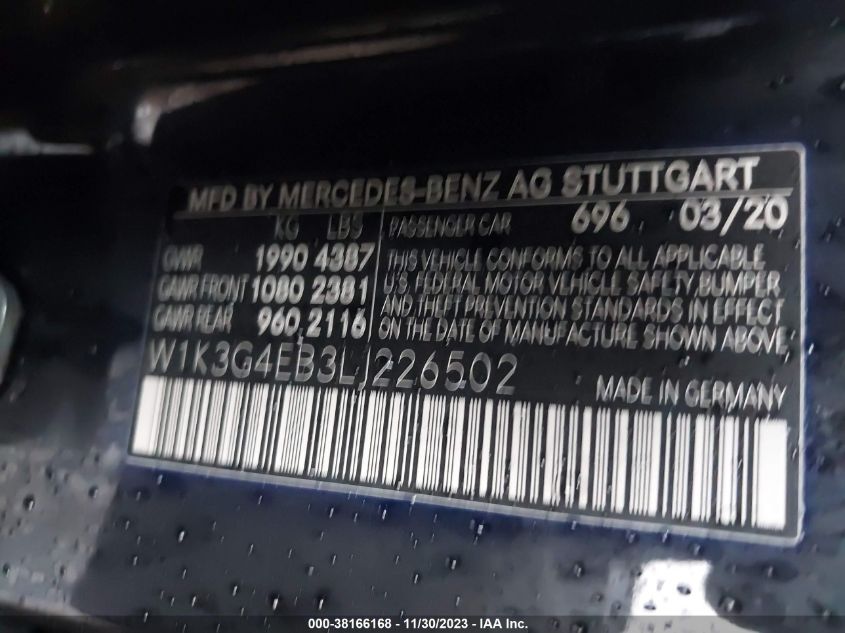 2020 MERCEDES-BENZ A 220 - W1K3G4EB3LJ226502
