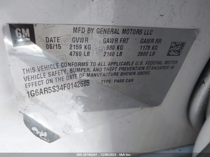2015 CADILLAC CTS LUXURY - 1G6AR5S34F0142605