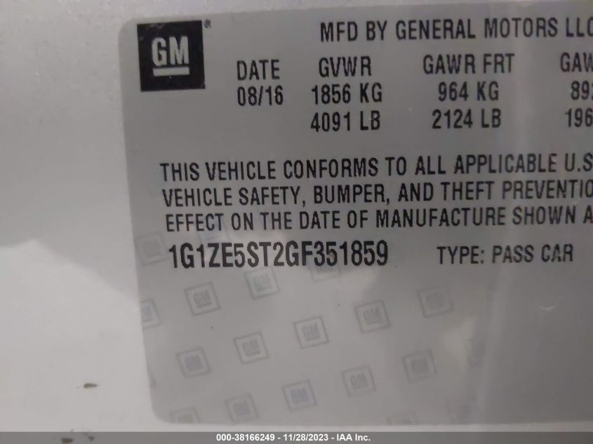 2016 CHEVROLET MALIBU LT - 1G1ZE5ST2GF351859