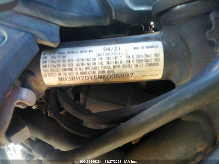 2021 YAMAHA MT-03 MH3RH20Y5MK005997