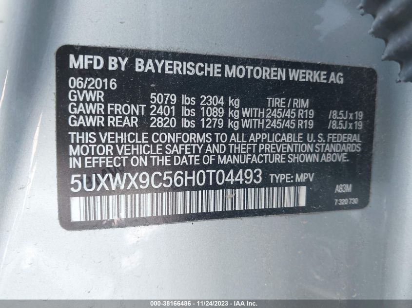 2017 BMW X3 XDRIVE28I - 5UXWX9C56H0T00449