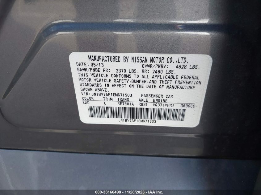 2014 INFINITI Q50 PREMIUM - JN1BV7AP1EM671503