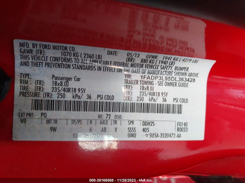 2013 FORD FOCUS ST ST - 1FADP3L95DL363428