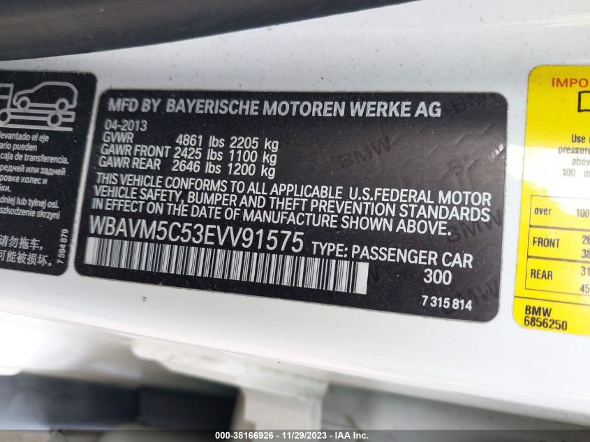 2014 BMW X1 XDRIVE35I - WBAVM5C53EVV91575