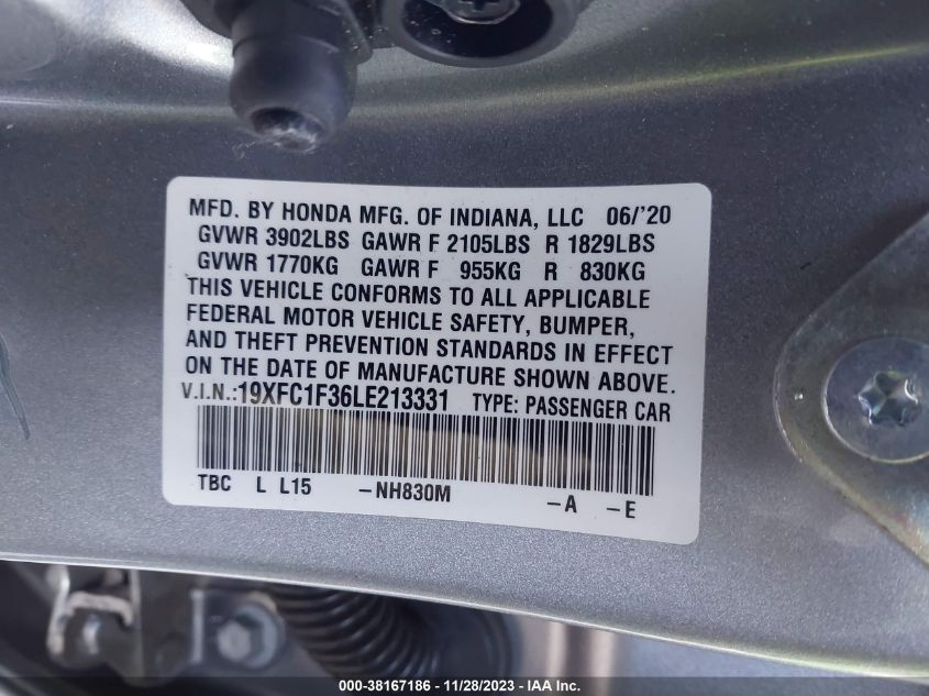 2020 HONDA CIVIC EX - 19XFC1F36LE213331