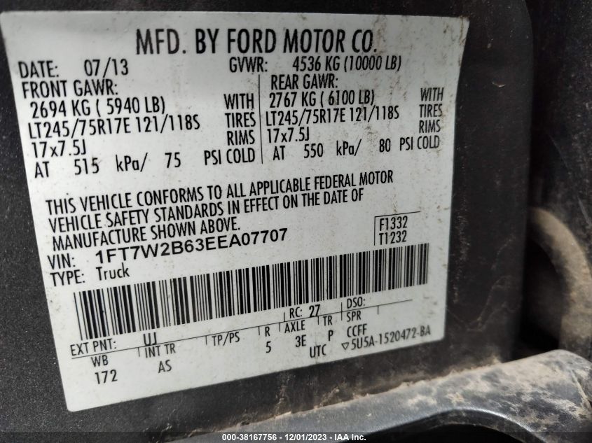 2014 FORD F-250 XL - 1FT7W2B63EEA07707