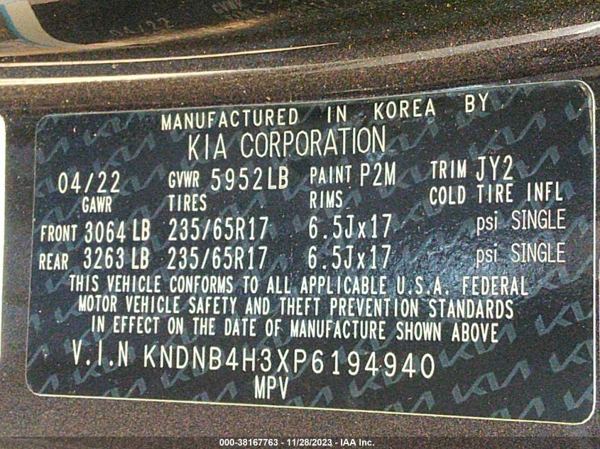 2023 KIA CARNIVAL MPV LX SEAT PACKAGE - KNDNB4H3XP6194940