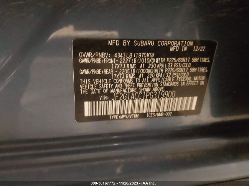 2023 SUBARU CROSSTREK PREMIUM - JF2GTACC1PG319900