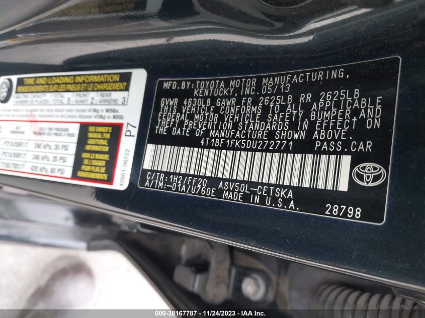 2013 TOYOTA CAMRY SE - 4T1BF1FK5DU272771