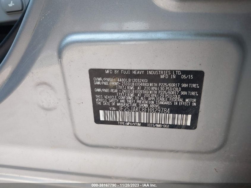 2015 SUBARU FORESTER 2.5I LIMITED - JF2SJAKC8FH829784