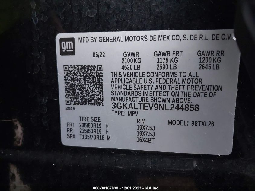 2022 GMC TERRAIN SLE - 3GKALTEV9NL244858