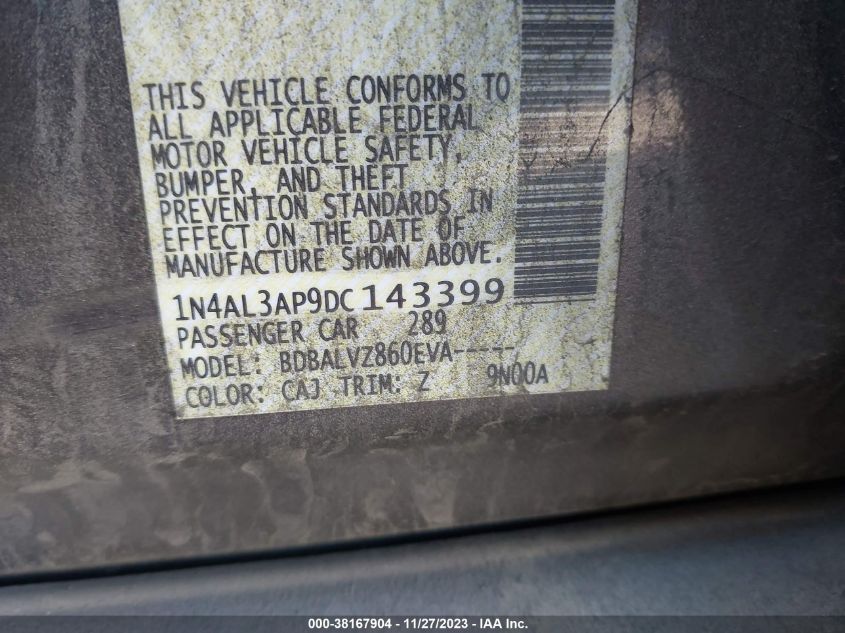 2013 NISSAN ALTIMA 2.5 SL - 1N4AL3AP9DC143399