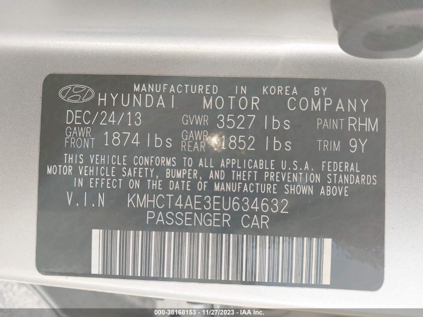 2014 HYUNDAI ACCENT GLS/GS - KMHCT4AE3EU634632