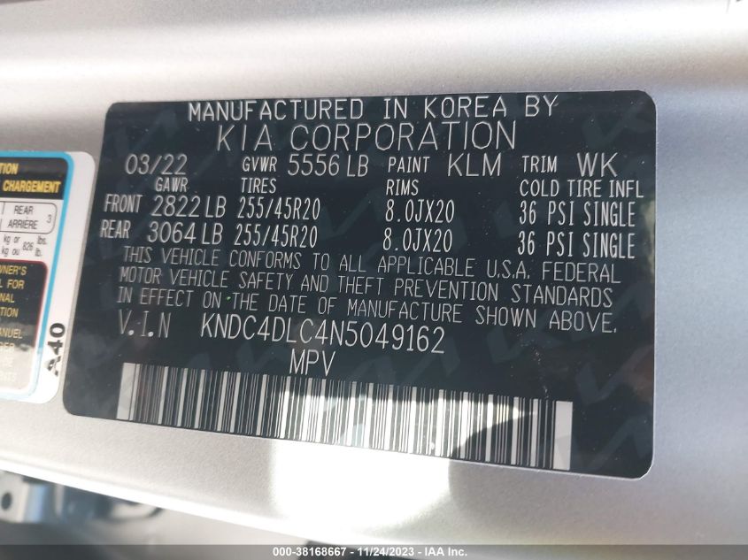 2022 KIA EV6 GT-LINE KNDC4DLC4N5049162