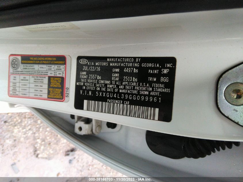 2016 KIA OPTIMA EX - 5XXGU4L39GG099961