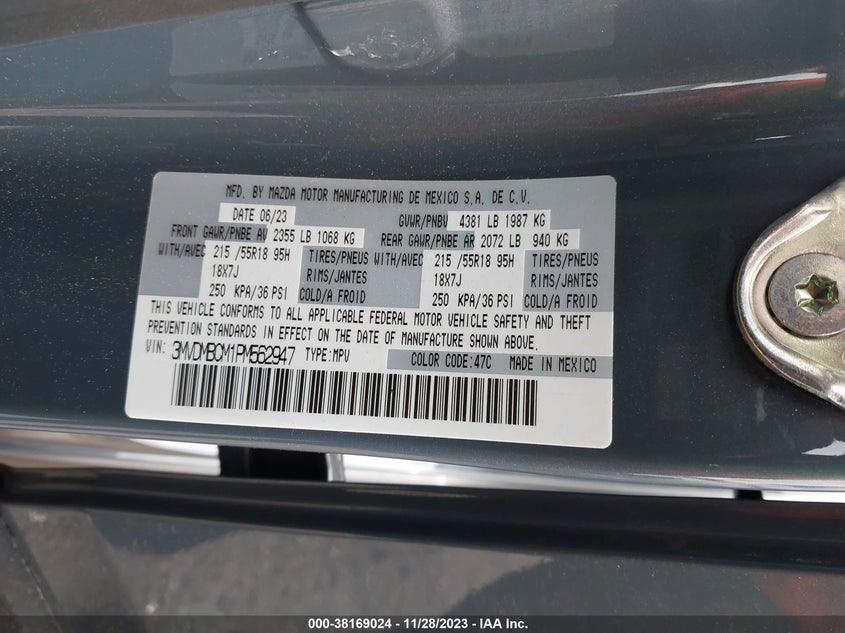 VIN 3MVDMBCM1PM562947 2023 MAZDA CX-30 PREFERRED