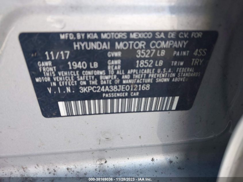 2018 HYUNDAI ACCENT SE/SEL - 3KPC24A38JE012168