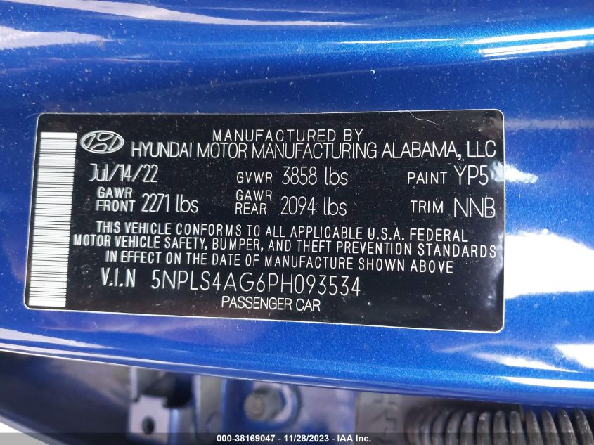 2023 HYUNDAI ELANTRA SEL - 5NPLS4AG6PH093534