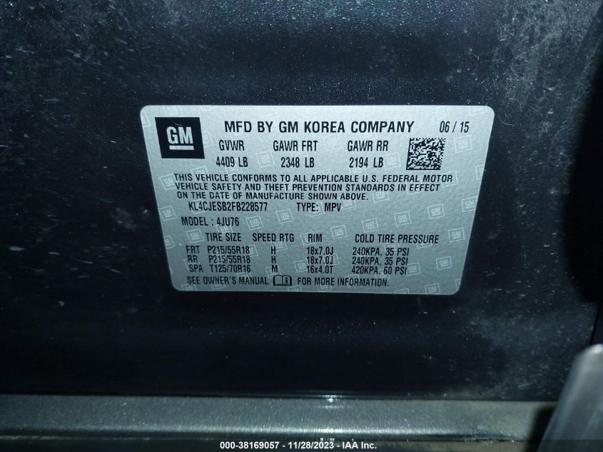 2015 BUICK ENCORE - KL4CJESB2FB228577