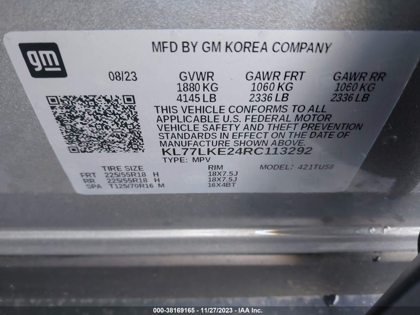 VIN KL77LKE24RC113292 2024 CHEVROLET TRAX ACTIV