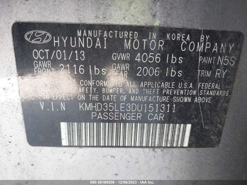 2013 HYUNDAI ELANTRA GT - KMHD35LE3DU151311
