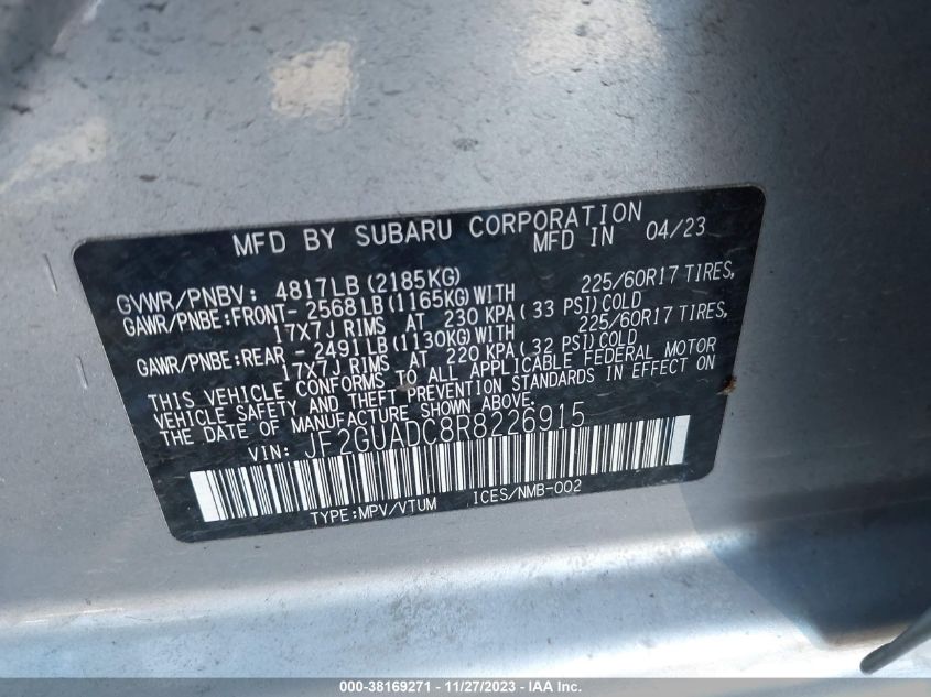 2024 SUBARU CROSSTREK PREMIUM - JF2GUADC8R8226915