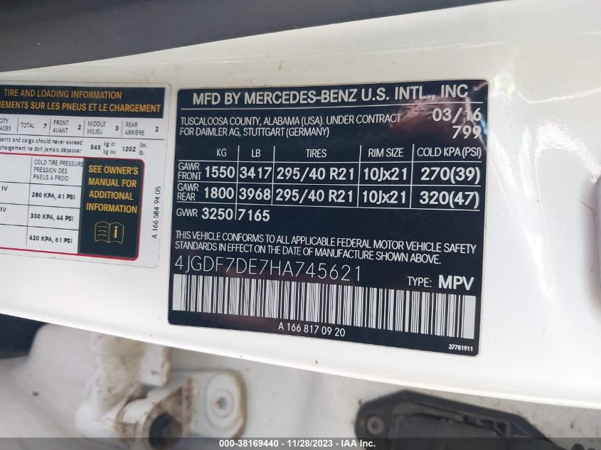 2017 MERCEDES-BENZ GLS 550 - 4JGDF7DE7HA745621