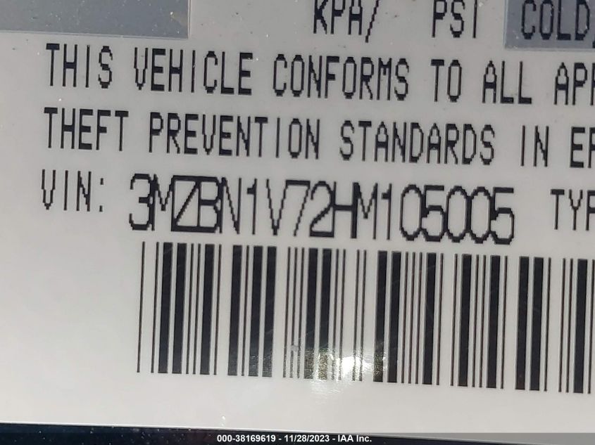 2017 MAZDA MAZDA3 TOURING - 3MZBN1V72HM105005
