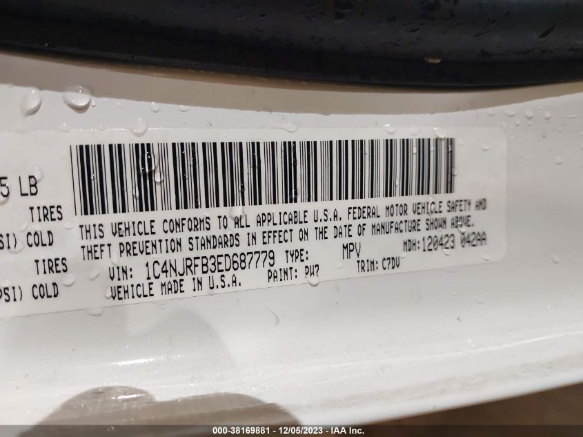 2014 JEEP PATRIOT LATITUDE - 1C4NJRFB3ED687779