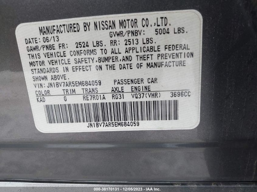 2014 INFINITI Q50 PREMIUM - JN1BV7AR5EM684059