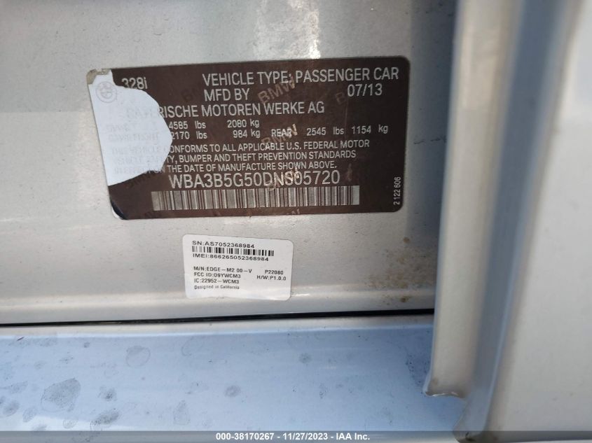 2013 BMW 328I XDRIVE - WBA3B5G50DNS05720
