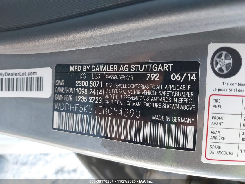 2014 MERCEDES-BENZ E 350 - WDDHF5KB1EB054390