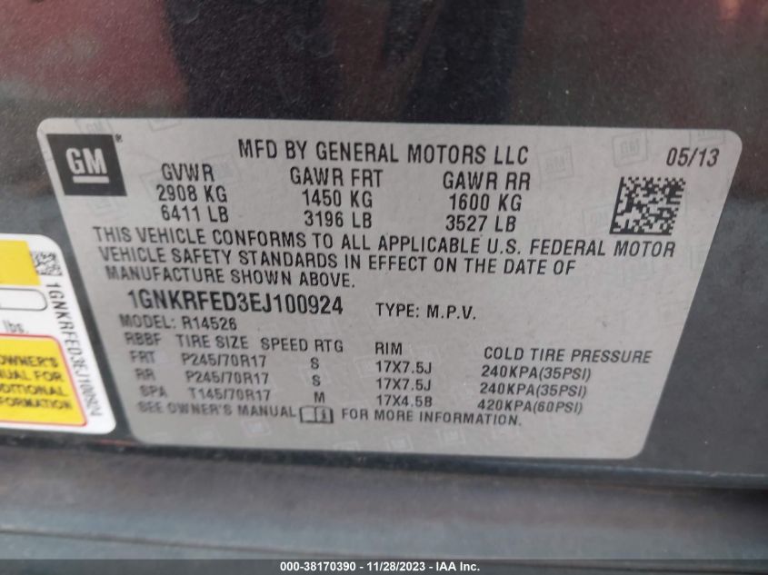 2014 CHEVROLET TRAVERSE LS - 1GNKRFED3EJ100924
