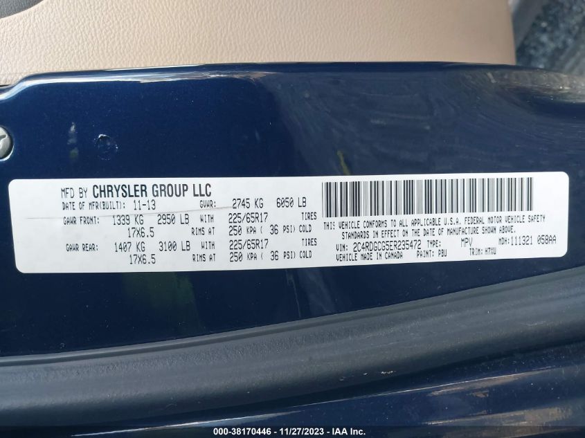 2014 DODGE GRAND CARAVAN SXT - 2C4RDGCG5ER235472
