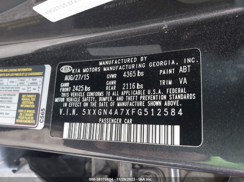 2015 KIA OPTIMA EX - 5XXGN4A7XFG512584