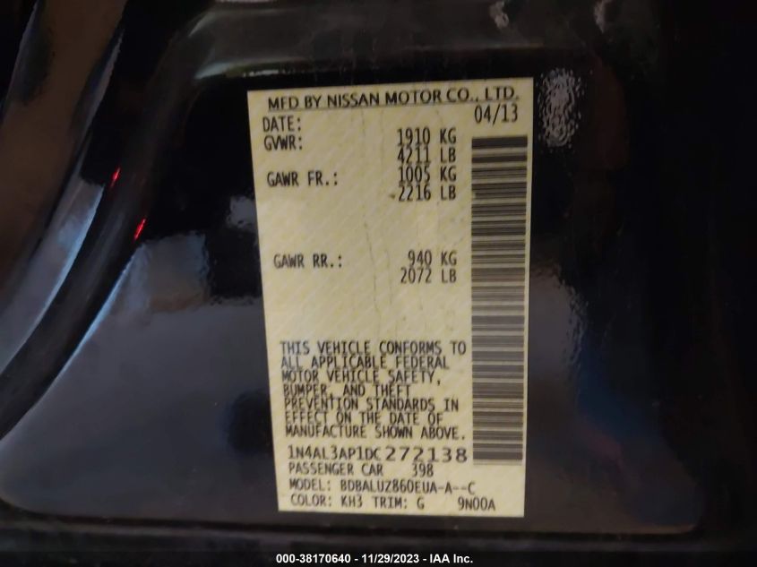 2013 NISSAN ALTIMA 2.5 SV - 1N4AL3AP1DC272138