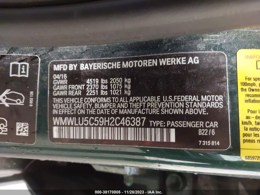 2017 MINI CLUBMAN COOPER S - WMWLU5C59H2C46387