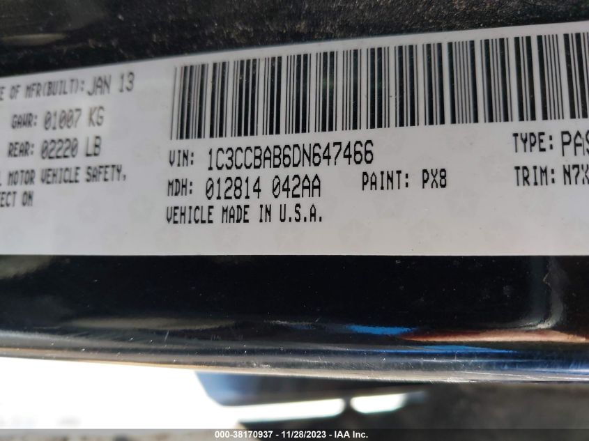 2013 CHRYSLER 200 LX - 1C3CCBAB6DN647466