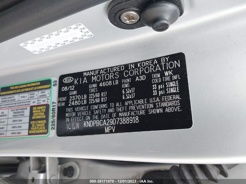 2013 KIA SPORTAGE LX - KNDPBCA29D7388918