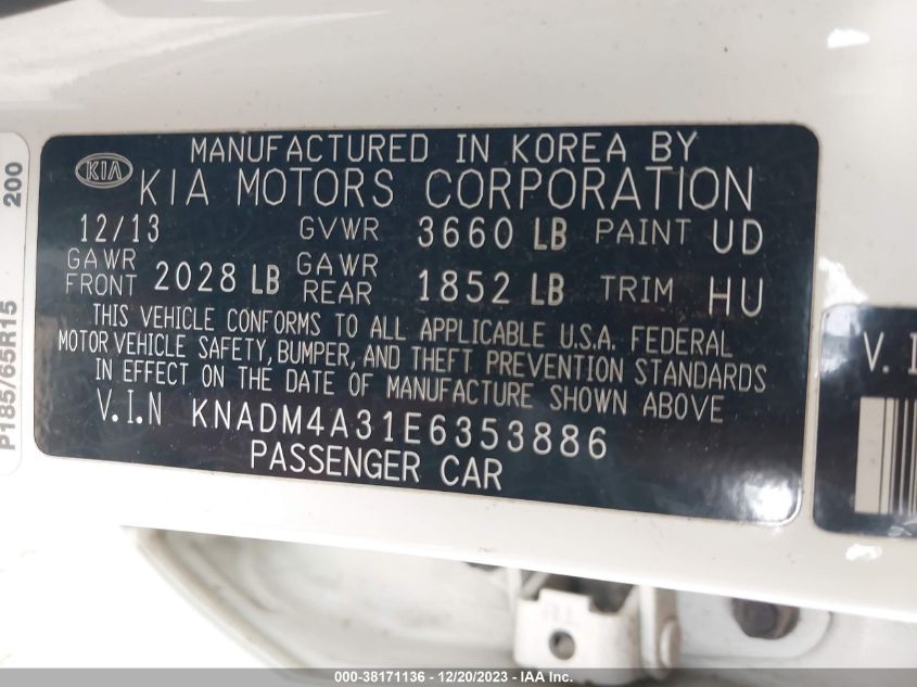 2014 KIA RIO LX - KNADM4A31E6353886