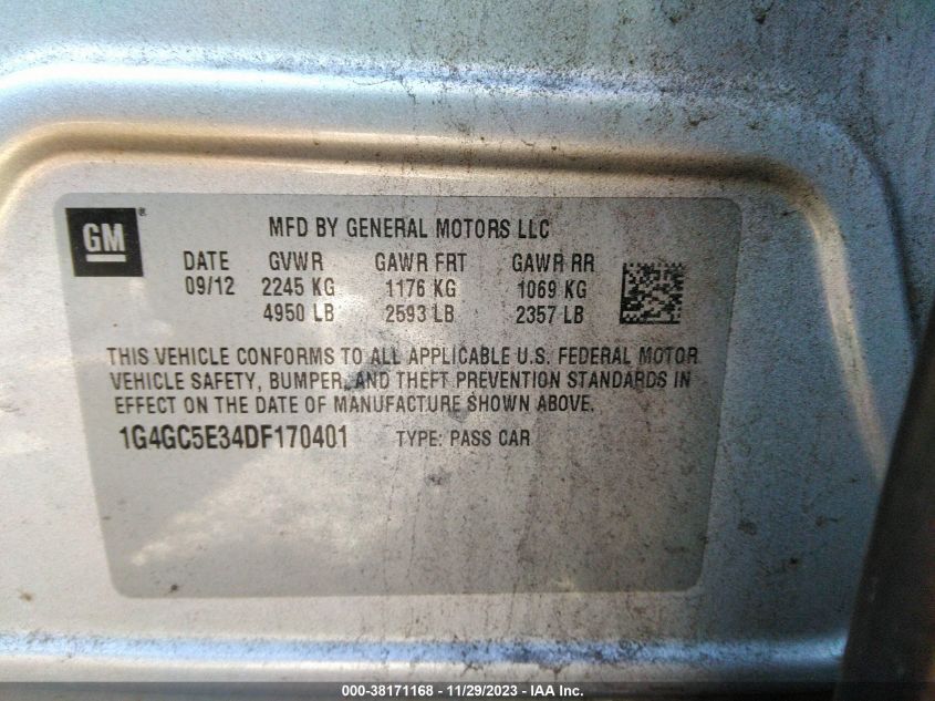 2013 BUICK LACROSSE LEATHER GROUP - 1G4GC5E34DF170401
