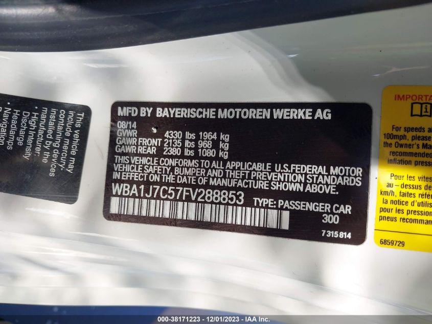 2015 BMW M235 WBA1J7C57FV288853
