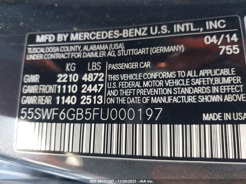 2015 MERCEDES-BENZ C 400 4MATIC - 55SWF6GB5FU000197