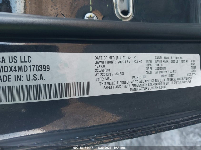 VIN 1C4PJMDX4MD170399 2021 JEEP CHEROKEE LIMITED