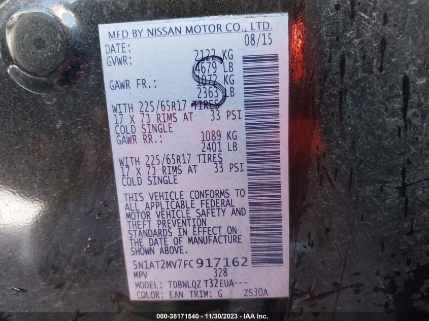 2015 NISSAN ROGUE SV - 5N1AT2MV7FC917162
