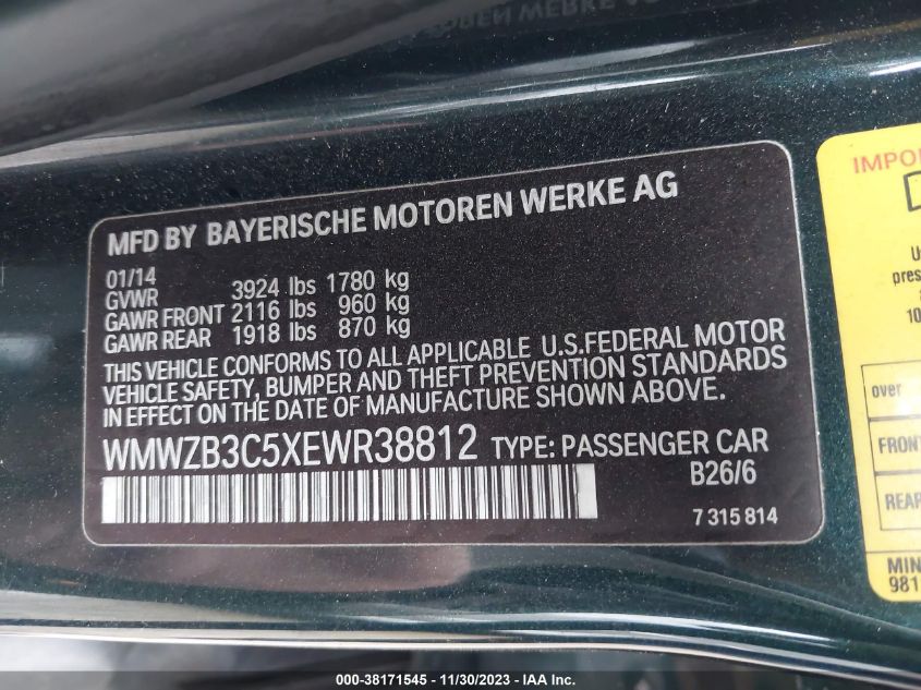 2014 MINI COUNTRYMAN COOPER WMWZB3C5XEWR38812