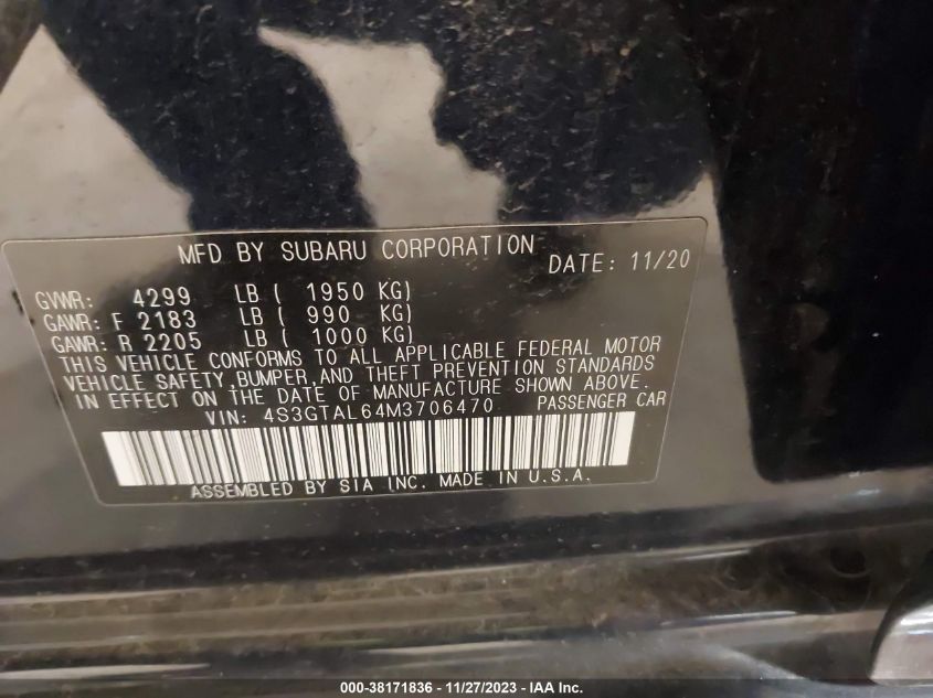 2021 SUBARU IMPREZA SPORT - 4S3GTAL64M3706470