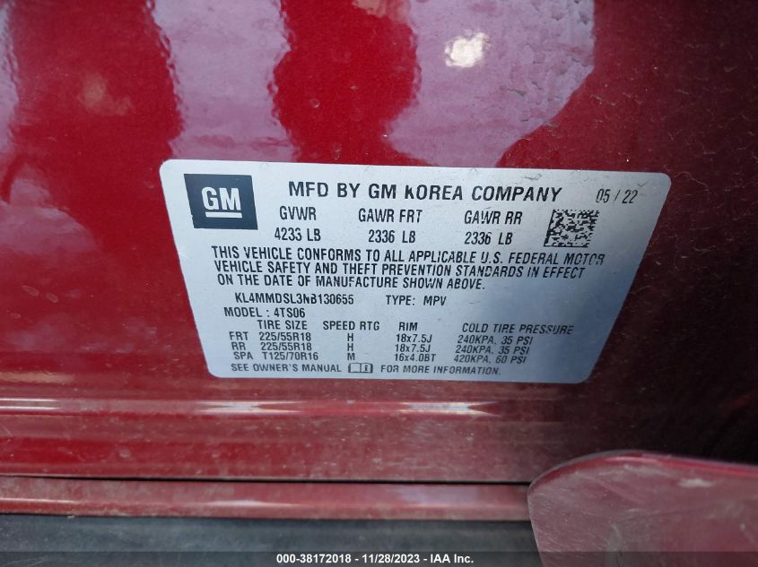 2022 BUICK ENCORE GX FWD SELECT - KL4MMDSL3NB130655