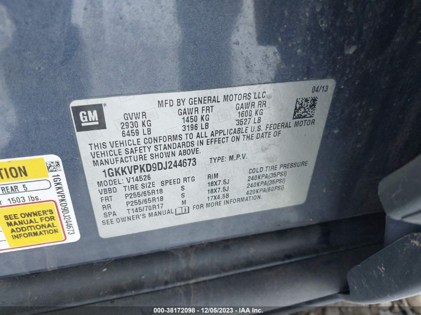 2013 GMC ACADIA SLE-2 - 1GKKVPKD9DJ244673